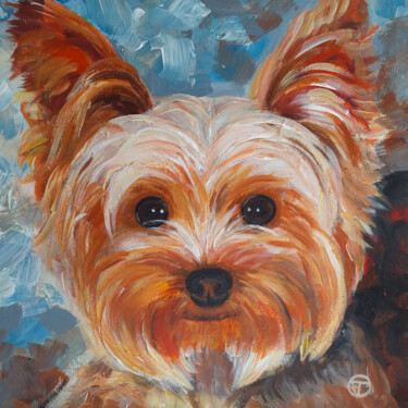 Painting titled "Yorkshire terrier" by Olia Tomkova, Original Artwork, Acrylic