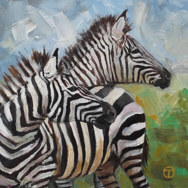 Peinture intitulée "Zebras" par Olia Tomkova, Œuvre d'art originale, Acrylique