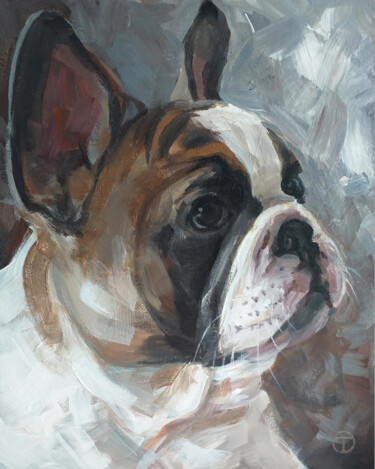 Painting titled "French bulldog" by Olia Tomkova, Original Artwork, Acrylic