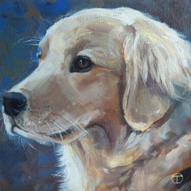 Painting titled "Labrador" by Olia Tomkova, Original Artwork, Acrylic