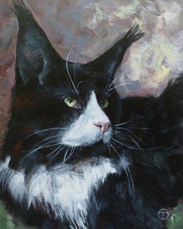 Painting titled "Maine Coon" by Olia Tomkova, Original Artwork, Acrylic