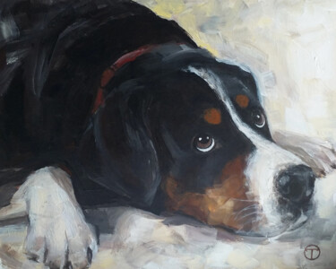 Painting titled "Sennenhund" by Olia Tomkova, Original Artwork, Acrylic