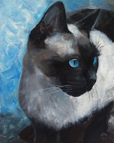 Painting titled "Siamse cat" by Olia Tomkova, Original Artwork, Acrylic
