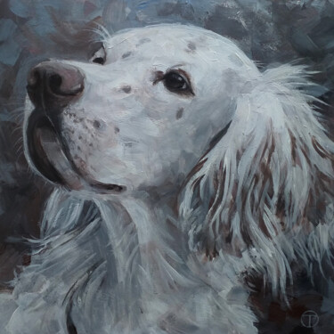 Painting titled "English Setter" by Olia Tomkova, Original Artwork, Acrylic