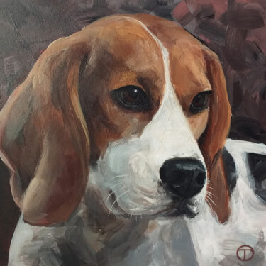 Peinture intitulée "Beagle 3" par Olia Tomkova, Œuvre d'art originale, Acrylique
