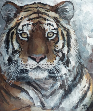 Painting titled "Tiger" by Olia Tomkova, Original Artwork, Acrylic
