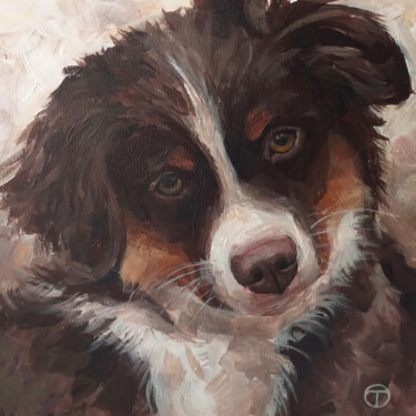 Schilderij getiteld "Australian shepherd…" door Olia Tomkova, Origineel Kunstwerk, Acryl