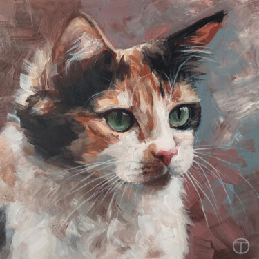 Painting titled "Cat 3" by Olia Tomkova, Original Artwork, Acrylic
