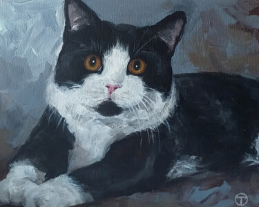 Painting titled "Cat 4" by Olia Tomkova, Original Artwork, Acrylic