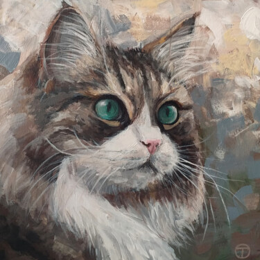 Painting titled "Kitty 3" by Olia Tomkova, Original Artwork, Acrylic