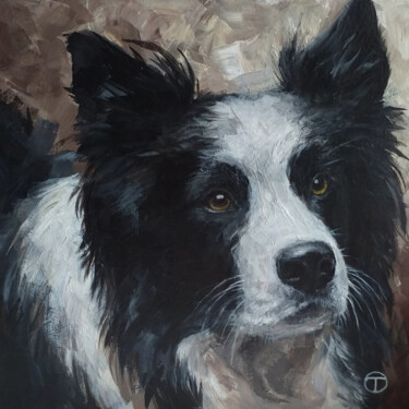 Painting titled "Border collie" by Olia Tomkova, Original Artwork, Acrylic