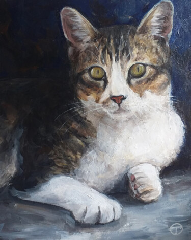 Painting titled "Cat #6" by Olia Tomkova, Original Artwork, Acrylic