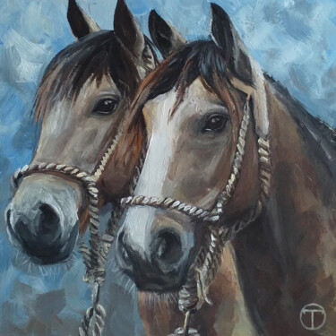 Peinture intitulée "Horses 2" par Olia Tomkova, Œuvre d'art originale, Acrylique