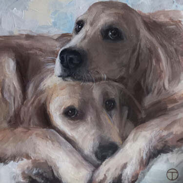 Painting titled "Labradors 2" by Olia Tomkova, Original Artwork, Acrylic