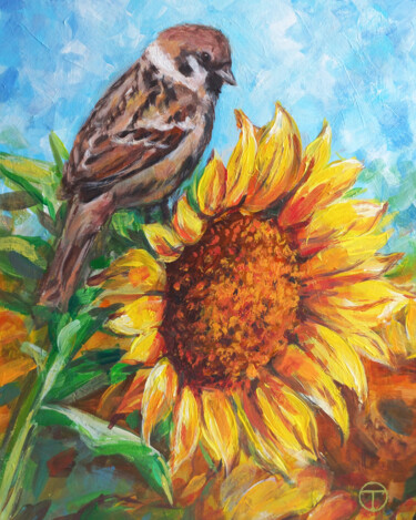 Картина под названием "Sunflower" - Olia Tomkova, Подлинное произведение искусства, Акрил