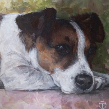 Painting titled "Jack Russel Terrier" by Olia Tomkova, Original Artwork, Acrylic