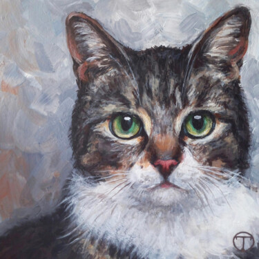 Картина под названием "Cat 9" - Olia Tomkova, Подлинное произведение искусства, Акрил