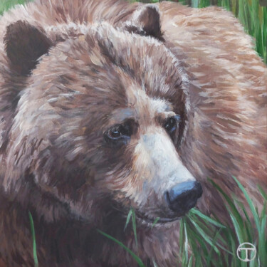 Painting titled "Grizzly bear 2" by Olia Tomkova, Original Artwork, Acrylic