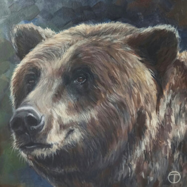 Painting titled "Grizzly bear 3" by Olia Tomkova, Original Artwork, Acrylic