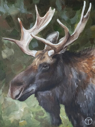 Painting titled "Elk 3" by Olia Tomkova, Original Artwork, Acrylic