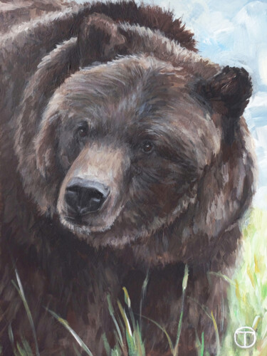 Schilderij getiteld "Grizzly bear 4" door Olia Tomkova, Origineel Kunstwerk, Acryl