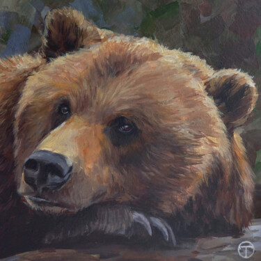 Painting titled "Grizzly bear 5" by Olia Tomkova, Original Artwork, Acrylic