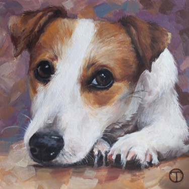 Painting titled "Jack Russell Terrie…" by Olia Tomkova, Original Artwork, Acrylic