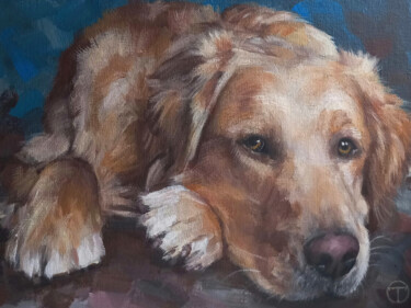 Peinture intitulée "Golden Retriever 2" par Olia Tomkova, Œuvre d'art originale, Acrylique