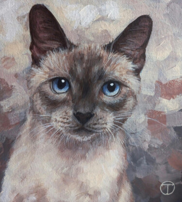 Pittura intitolato "Siamese cat 2" da Olia Tomkova, Opera d'arte originale, Acrilico