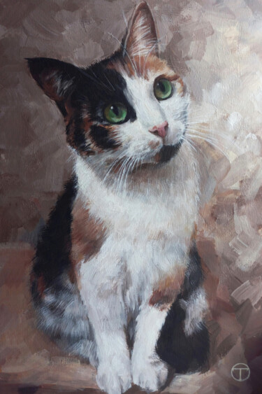 Painting titled "Cat 11" by Olia Tomkova, Original Artwork, Acrylic