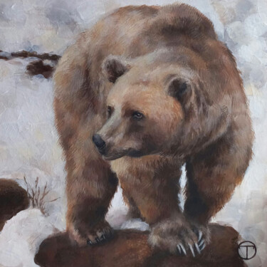 Картина под названием "Grizzly bear 8" - Olia Tomkova, Подлинное произведение искусства, Акрил