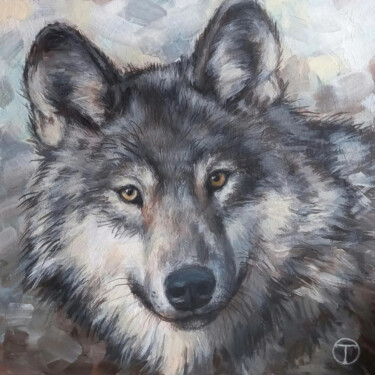 Painting titled "Wolf" by Olia Tomkova, Original Artwork, Acrylic