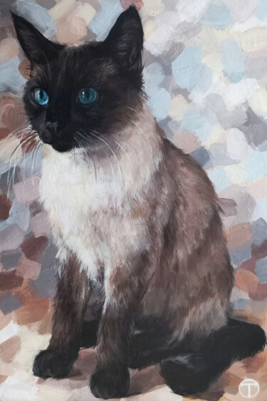 Painting titled "Siamse cat 3" by Olia Tomkova, Original Artwork, Acrylic