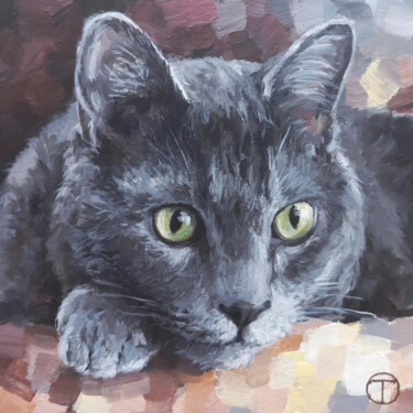 Painting titled "Cat 14" by Olia Tomkova, Original Artwork, Acrylic