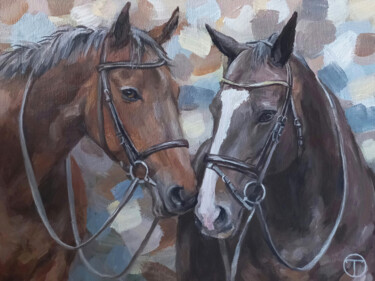 Painting titled "Horses 4" by Olia Tomkova, Original Artwork, Acrylic