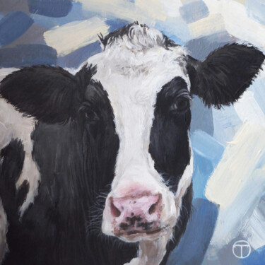 Painting titled "Cow 2" by Olia Tomkova, Original Artwork, Acrylic