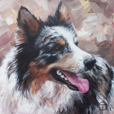 Pintura titulada "Border Collie 5" por Olia Tomkova, Obra de arte original, Acrílico