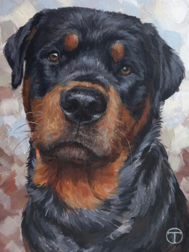Peinture intitulée "Rottweiler 3" par Olia Tomkova, Œuvre d'art originale, Acrylique