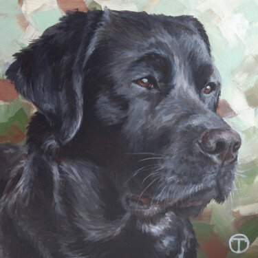 Painting titled "Black Labrador #4" by Olia Tomkova, Original Artwork, Acrylic
