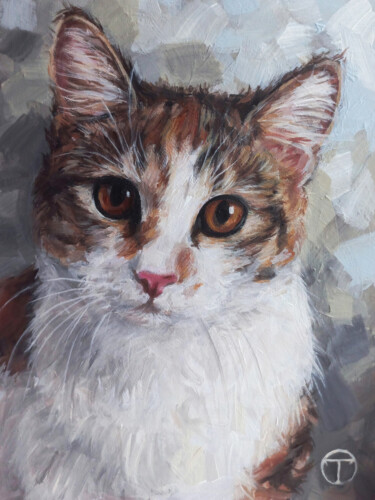 Painting titled "Cat 15" by Olia Tomkova, Original Artwork, Acrylic