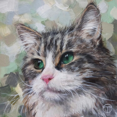 Painting titled "Cat 16" by Olia Tomkova, Original Artwork, Acrylic
