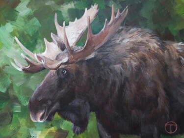 Painting titled "Moose 6" by Olia Tomkova, Original Artwork, Acrylic