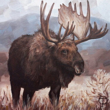 Painting titled "Moose 7" by Olia Tomkova, Original Artwork, Acrylic