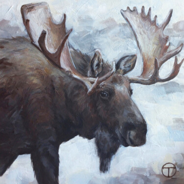 Painting titled "Moose 9" by Olia Tomkova, Original Artwork, Acrylic