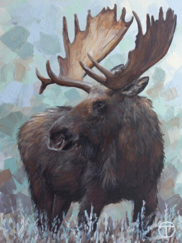 Painting titled "Moose 10" by Olia Tomkova, Original Artwork, Acrylic