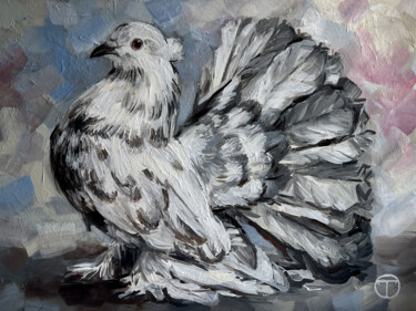 Schilderij getiteld "Pigeon" door Olia Tomkova, Origineel Kunstwerk, Acryl