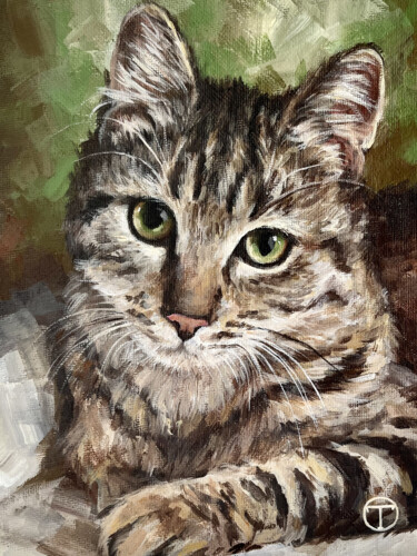 Painting titled "Cat 18" by Olia Tomkova, Original Artwork, Acrylic