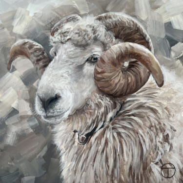 Painting titled "Ram" by Olia Tomkova, Original Artwork, Acrylic