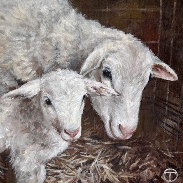 Painting titled "Sheep 2" by Olia Tomkova, Original Artwork, Acrylic