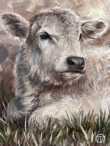 Painting titled "Cow 3" by Olia Tomkova, Original Artwork, Acrylic